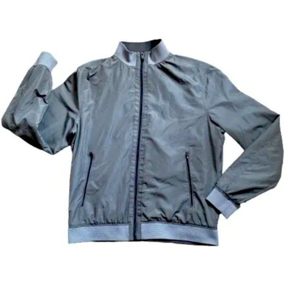 Zara Man Mens Bomber Rain Jacket Shiny Soft Shill Zipper Extra Large Olive